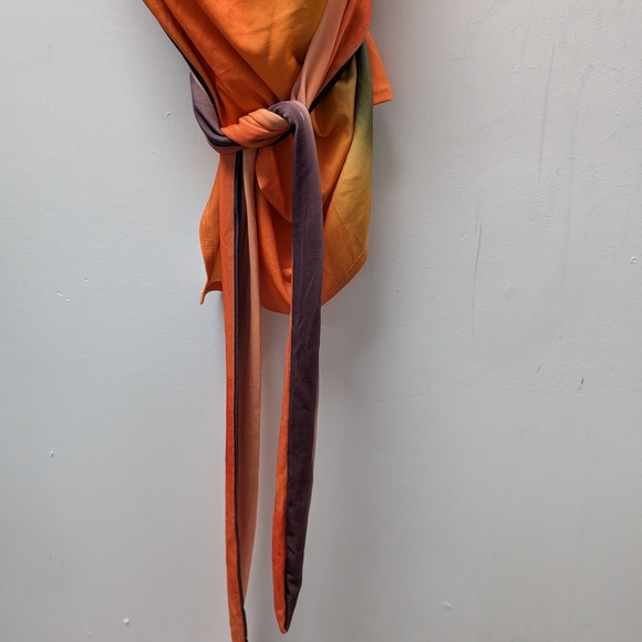 Zara Orange and Green Color-Block Top - Picture 4 of 8